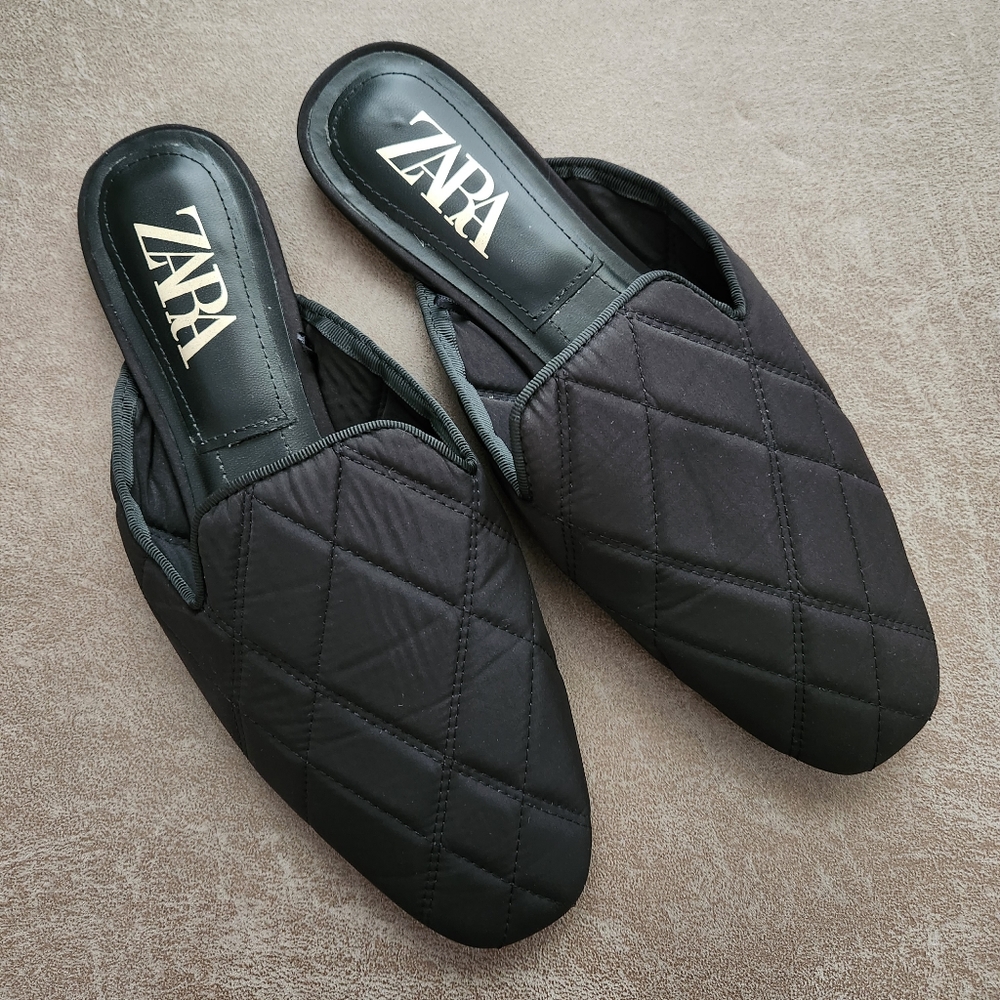 ZARA Quilted Satin Mules
